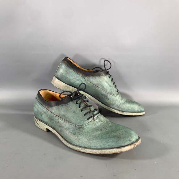 Maison Martin Margiela Other - MAISON MARTIN MARGIELA Size 8 Turquoise Teal Painted Leather Lace Lace Up Shoes
